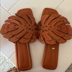 FARM Rio Tan Leaf Cutout Sandals